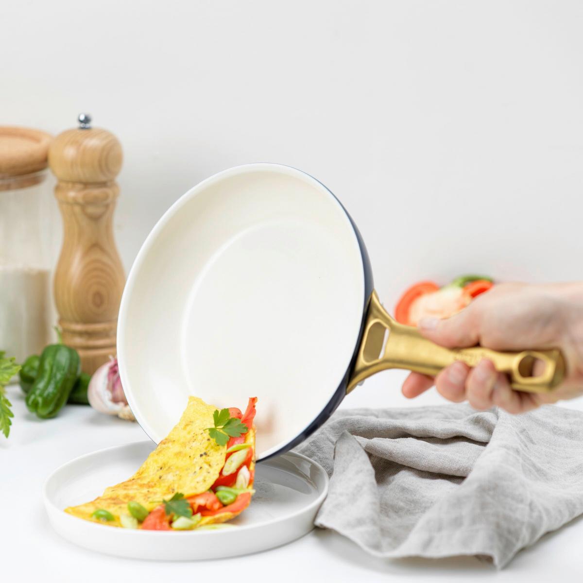 Kochtopfset 6-Teilig. dunkelblau/Weiß/Gold - Goldfarben/Weiß, Basics, Glas/Metall - GreenPan