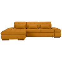 Rohová sedačka SANFINO, levá, žlutá pravá kůže - barvy chromu/žlutá, Konvenční, kov/kůže (199/79-96/305cm) - Premium Living