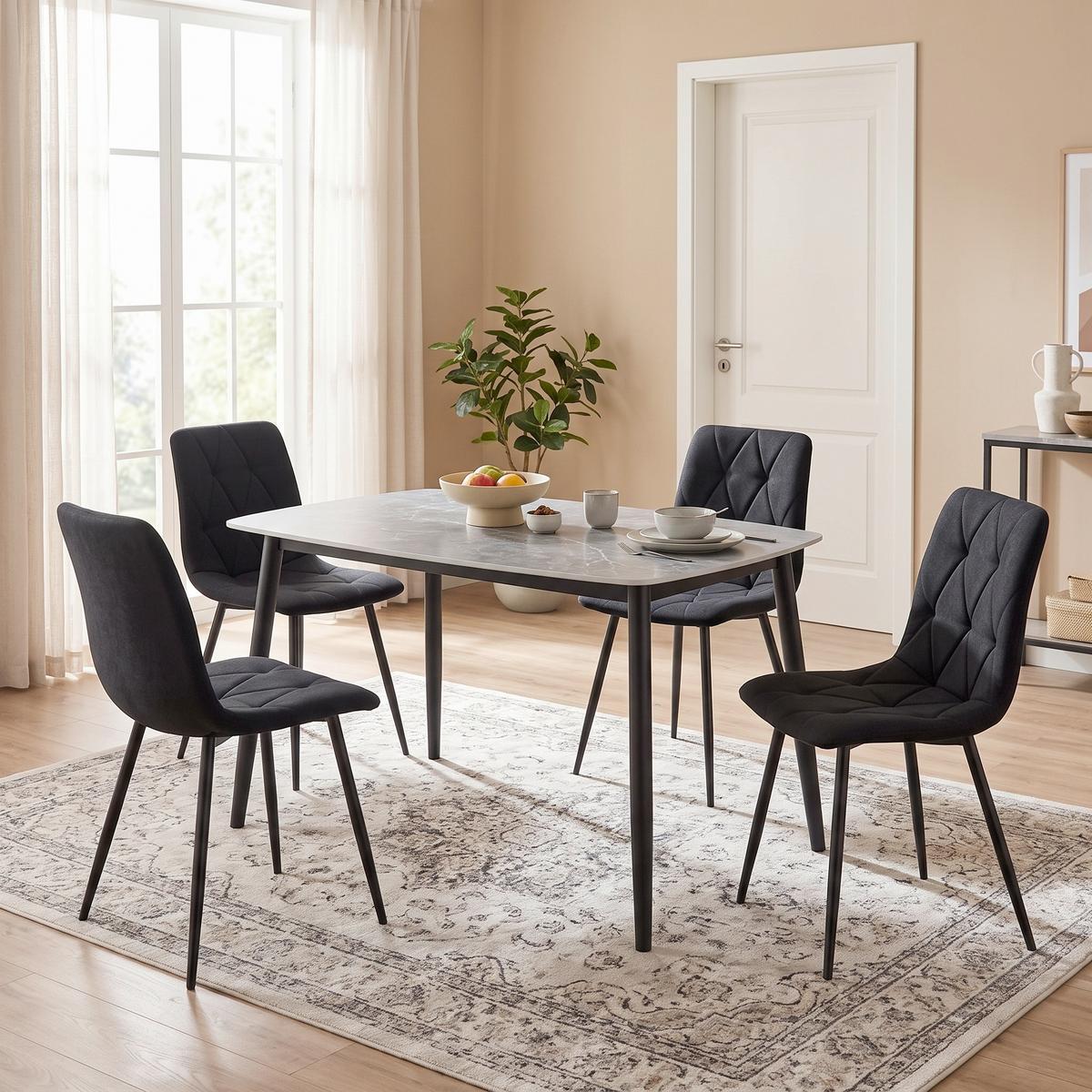 JÍDELNÍ SET ANDI - šedá/černá, Design, kov/dřevo (120/79/73cm) - Based