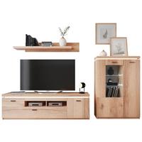 Wohnkombination Modern 3 -teilig. Mit Led Vanvouver, Eiche Dekor - Eichefarben, MODERN, Glas/Holzwerkstoff (294/198/44cm)