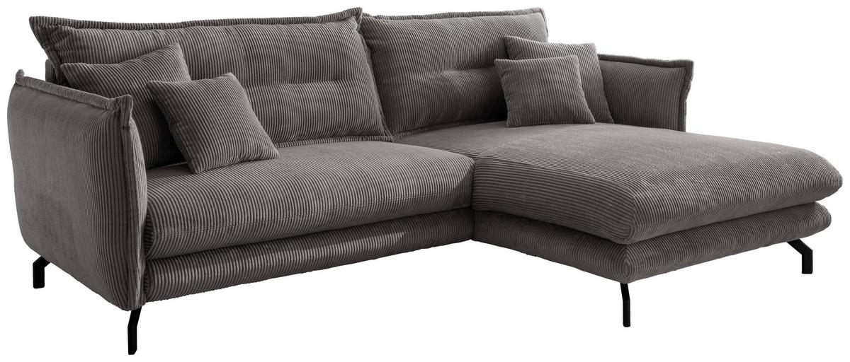 Ecksofa Lava S: 255/180 cm - Schwarz/Grau, MODERN, Textil (255/180cm) - Livetastic