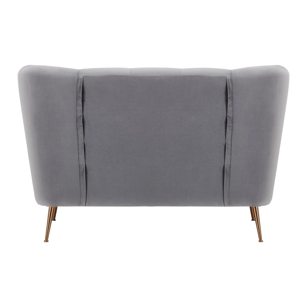Sametová pohovka LINUS světlešedá - světle šedá/barvy zlata, Moderní, kov/dřevo (148/95/93cm) - Bessagi Home