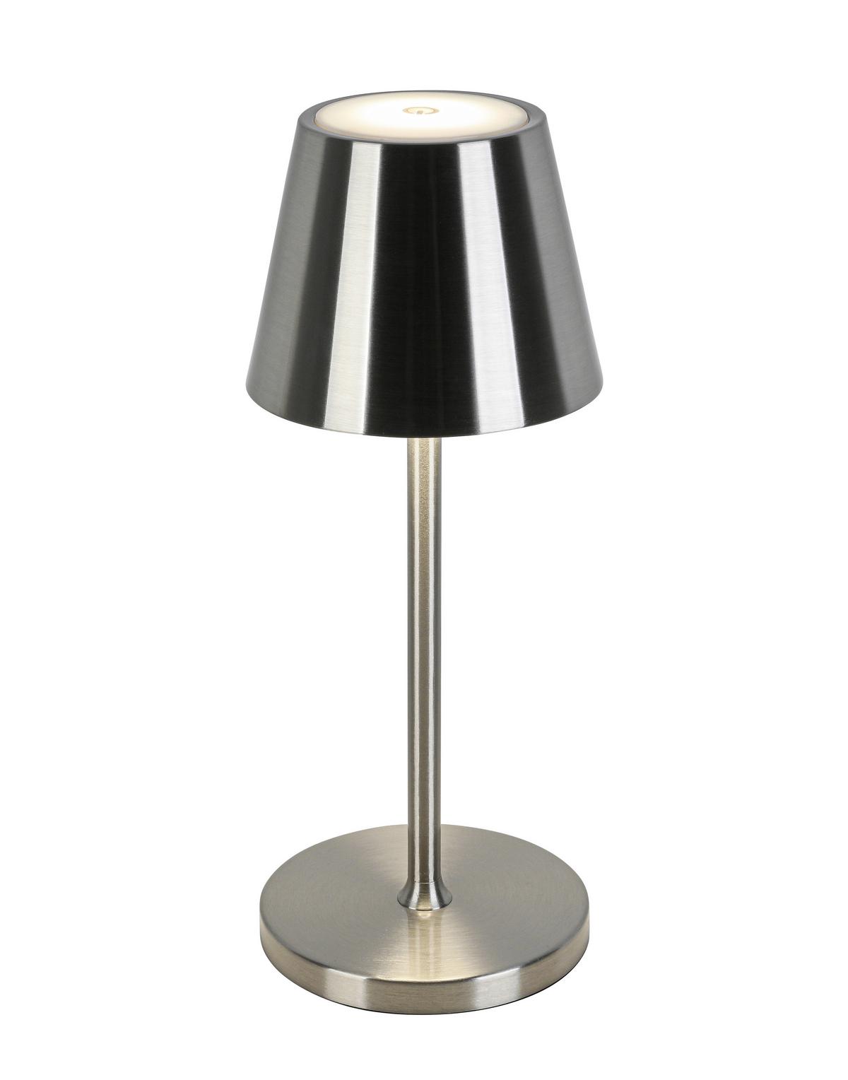 NABÍJATEĽNÁ STOLNÁ LAMPA MUSI - biela/niklová, Modern, kov/plast (12/30cm) - Mömax