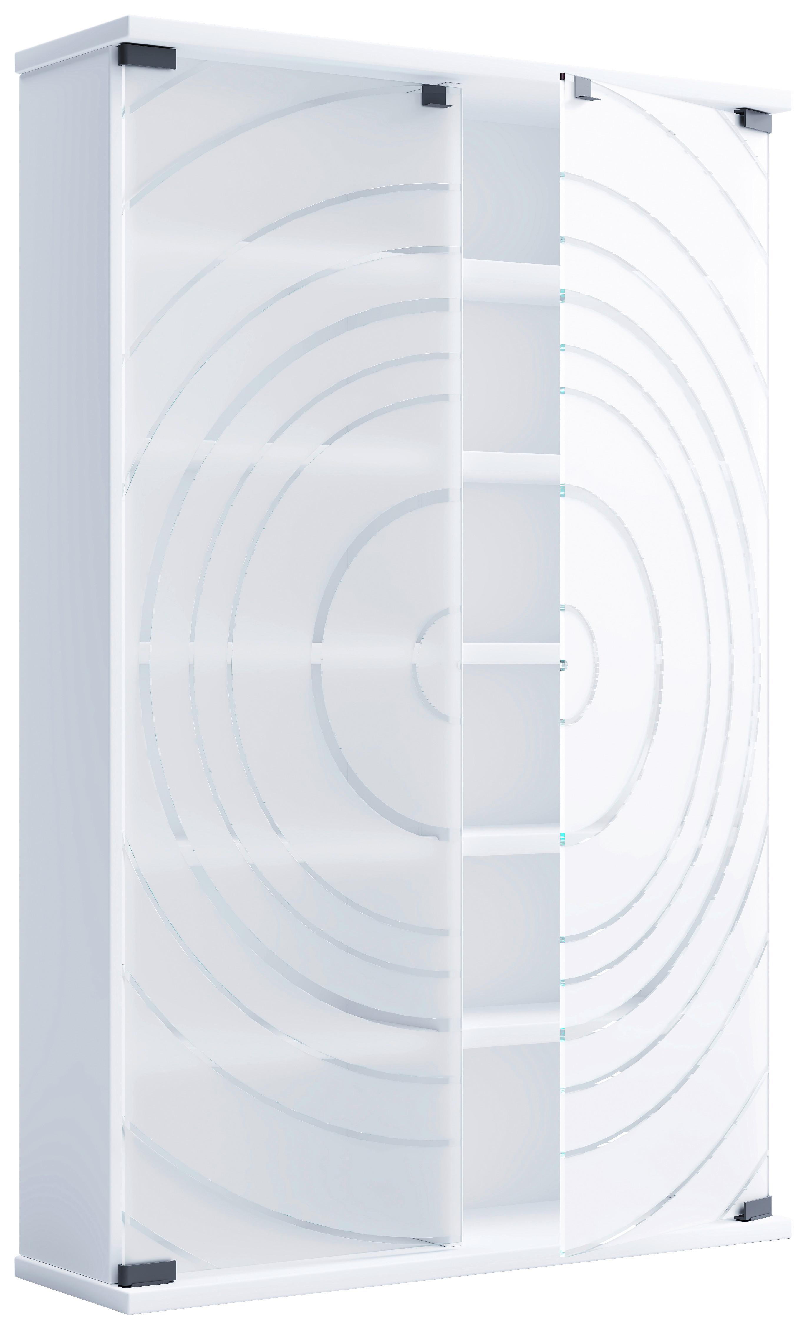 CD-Regal Tilano Weiß B: 60 cm - Weiß, Design, Glas/Holzwerkstoff (60/92/18cm) - MID.YOU