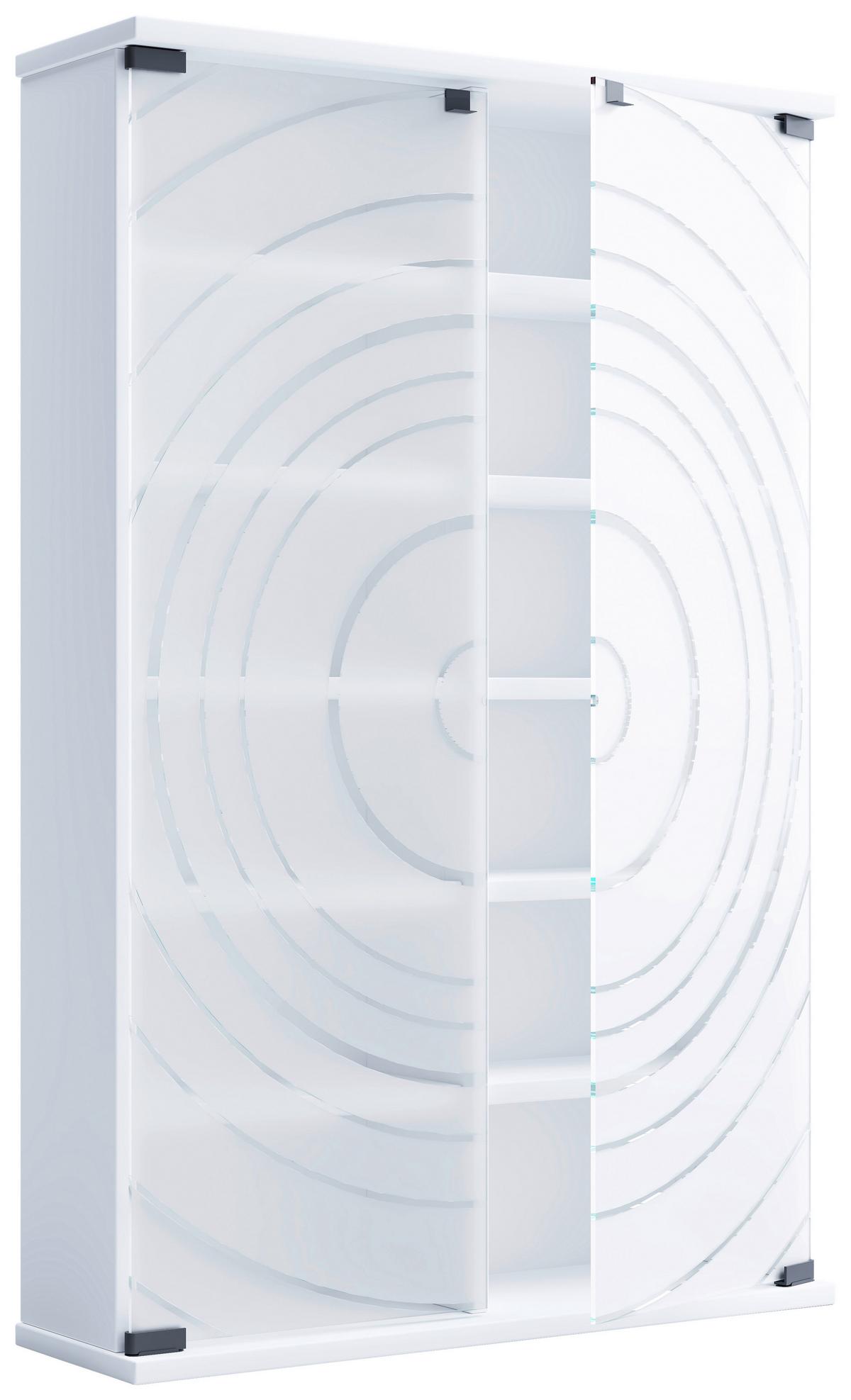 CD-Regal Tilano Weiß B: 60 cm - Weiß, Design, Glas/Holzwerkstoff (60/92/18cm) - MID.YOU