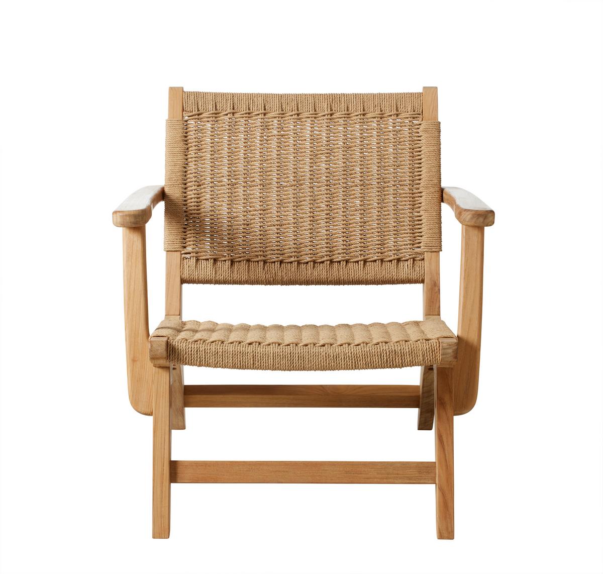 Loungesessel Eya Indoor 68x71x72 cm, Natur - Hellbraun/Teakfarben, Natur, Holz/Papier (68/71/72cm) - Gardenson