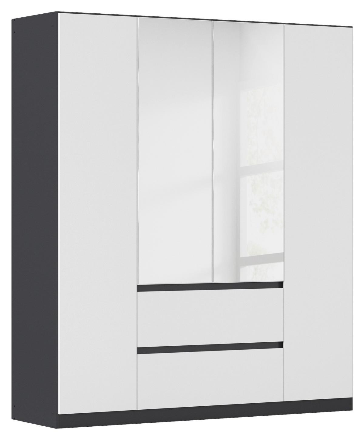 Drehtürenschrank Mainz Grau/Weiß B: 181 cm - Silberfarben/Weiß, Basics, Holzwerkstoff (181/210/54cm) - Rauch Möbel