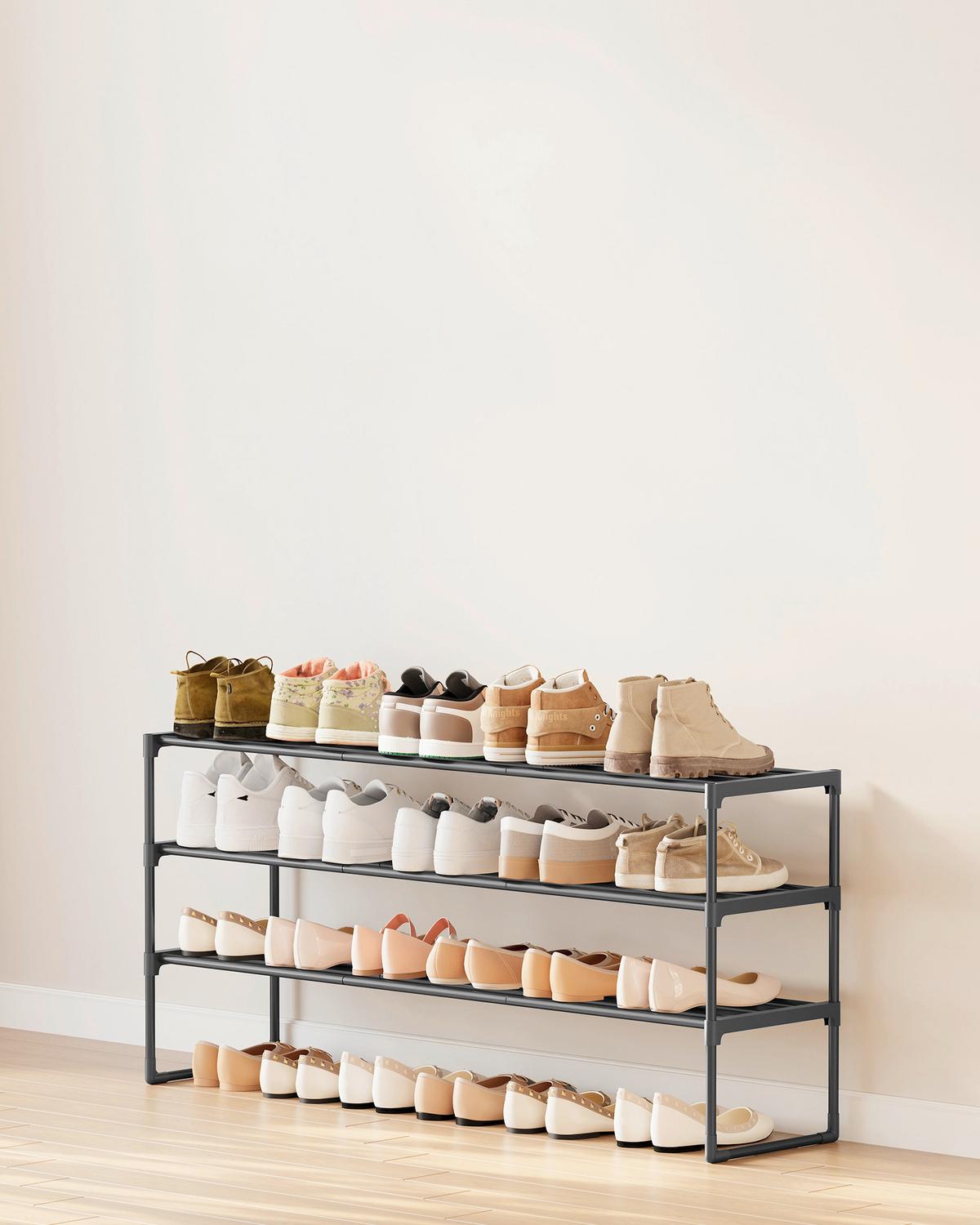 Schuhregal Schwarz B: 117cm - Schwarz, Basics, Kunststoff/Metall (117/55/30cm)