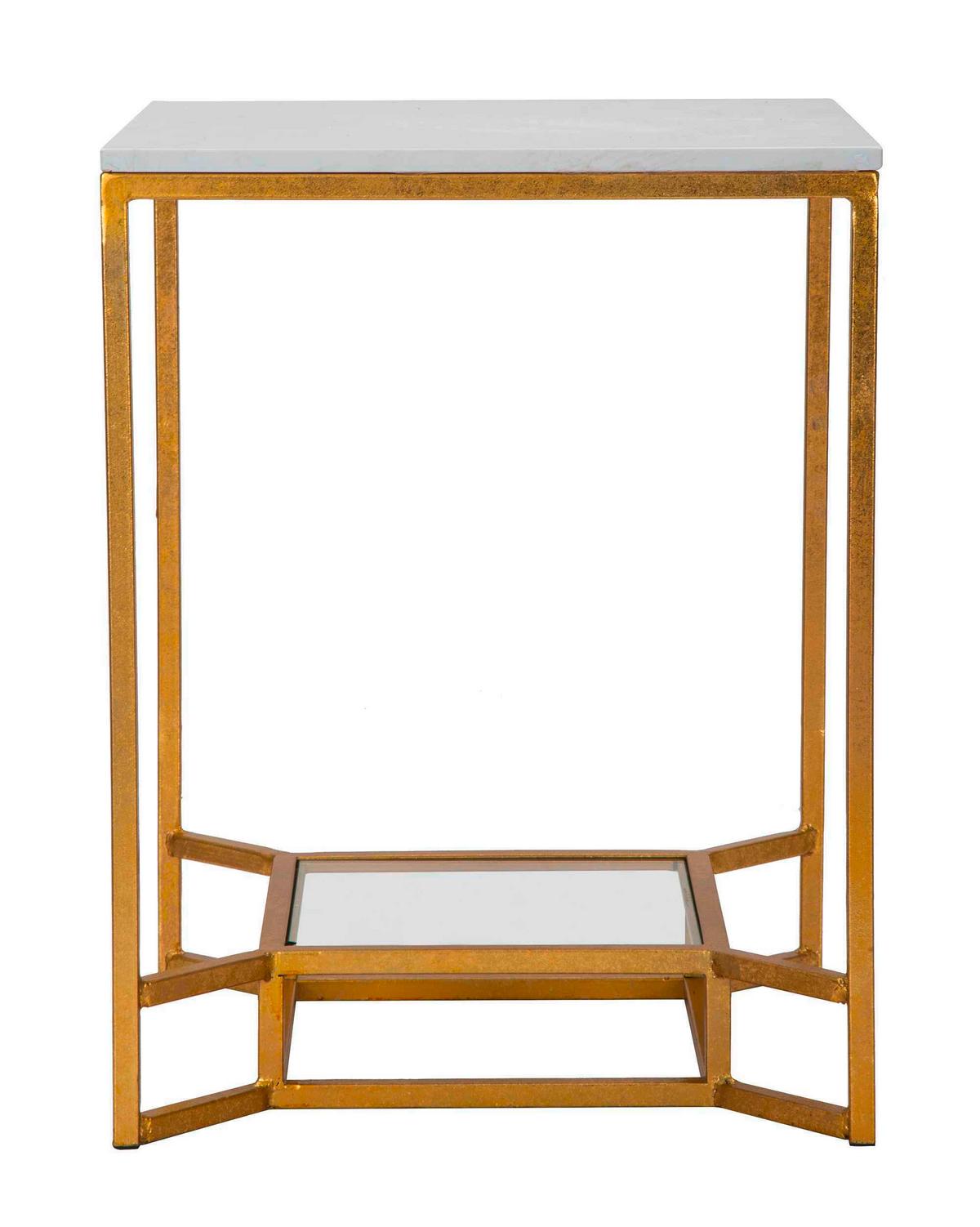 Couchtisch Marble Goldfarben, Weiß B: 60 Cm - Goldfarben/Weiß, Basics, Glas/Stein (60/47/47cm)