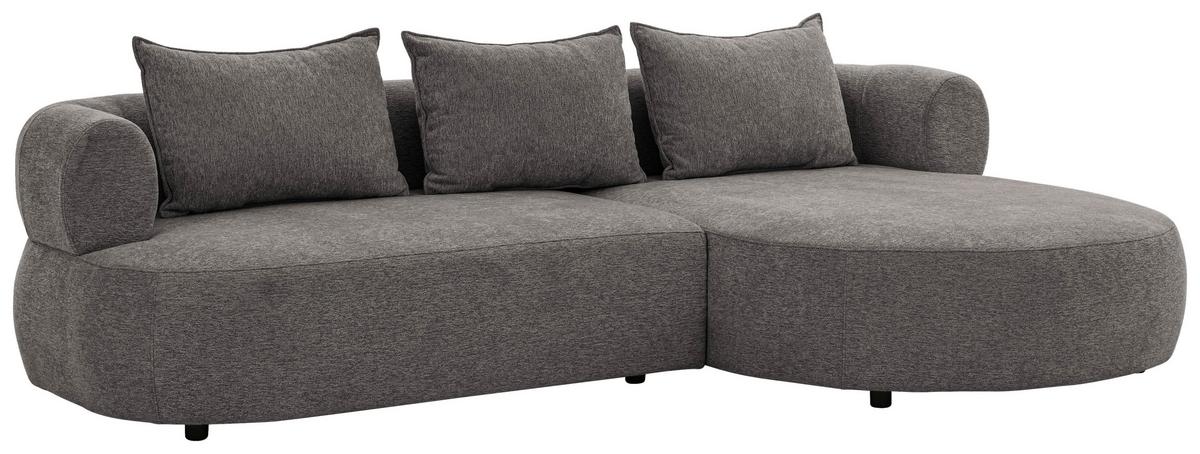 Ecksofa Ferro Anthrazit S: 256x156 cm - Anthrazit/Schwarz, Design, Textil (256/156cm) - Livetastic