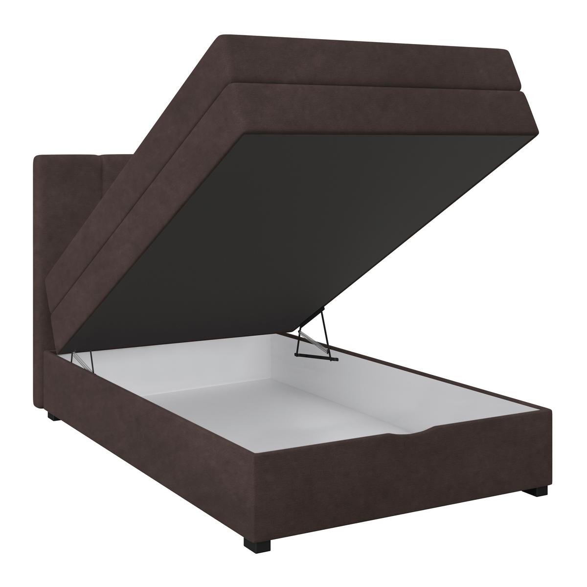 Boxspringbett mit Topper & Bettkasten 120x200 Lauro - Anthrazit/Schwarz, Trend, Textil (120/200cm)