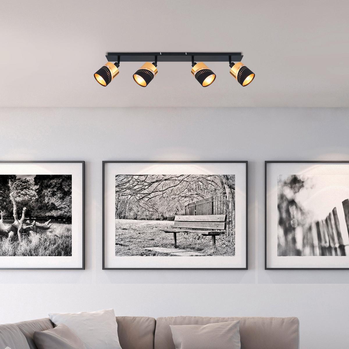 Strahler 54046-4 - Goldfarben/Schwarz, Design, Kunststoff/Textil (80/9/20,5cm) - Globo