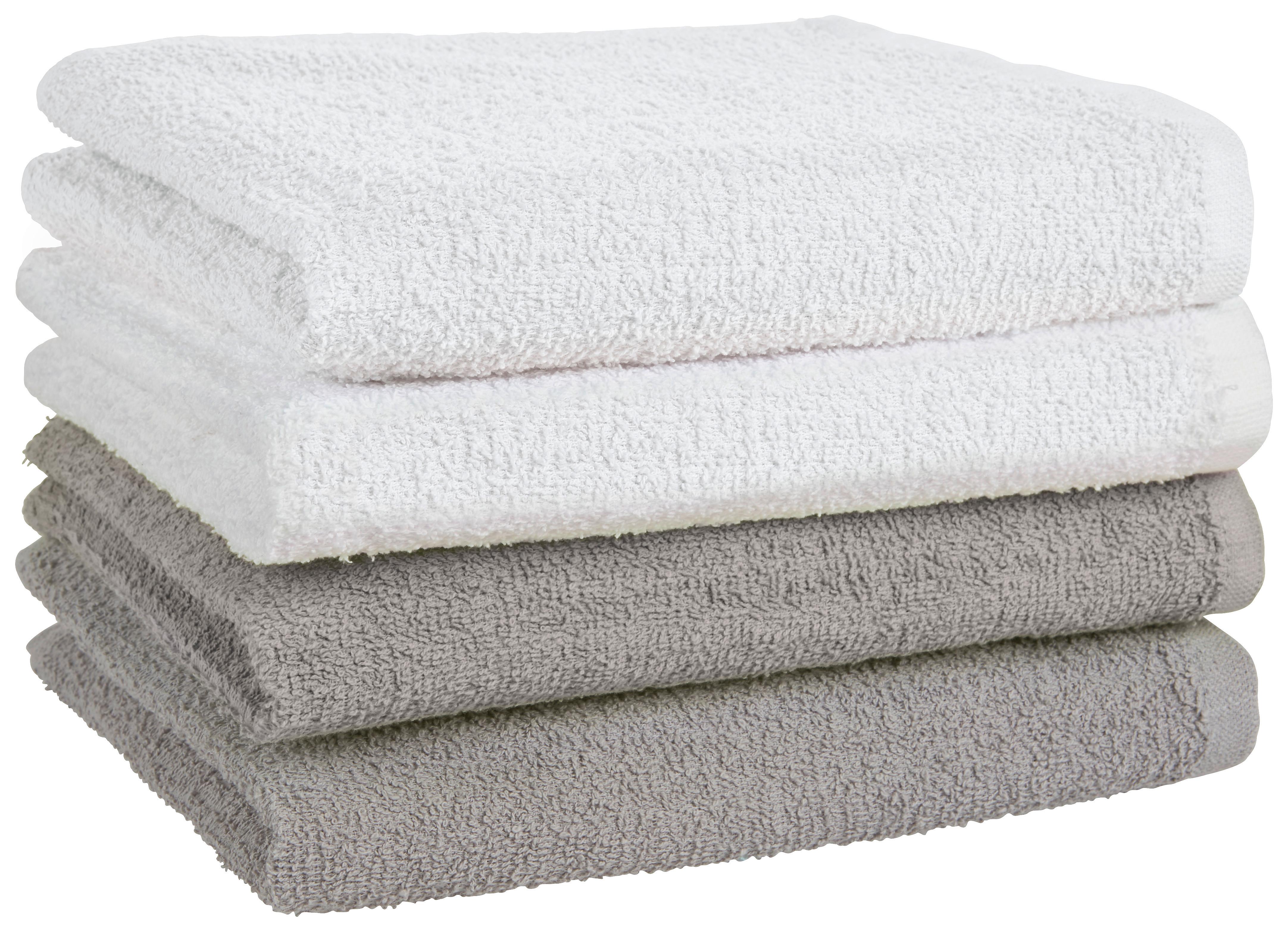 RUČNÍK Carlos, 45/90cm - šedá/bílá, textil (45/90cm) - Based