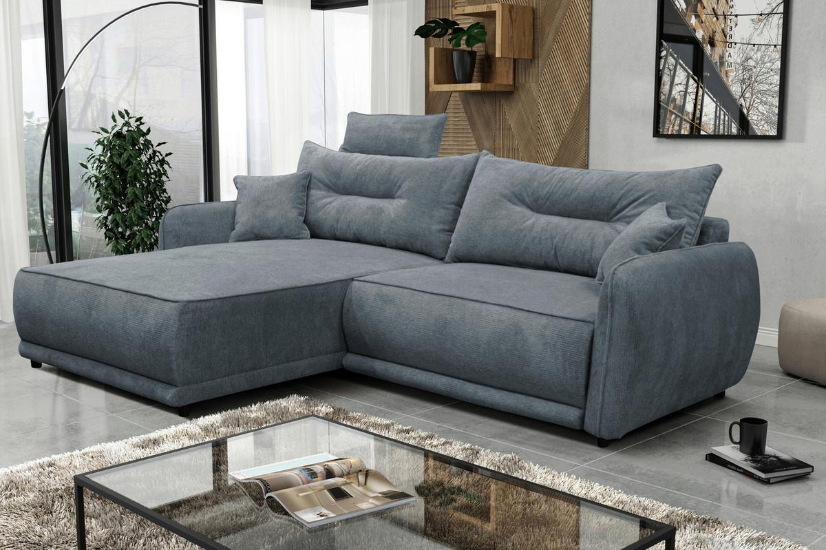 Ecksofa Fresh Blau 195x264 cm - Blau/Beige, Design, Textil (195/264cm) - MID.YOU