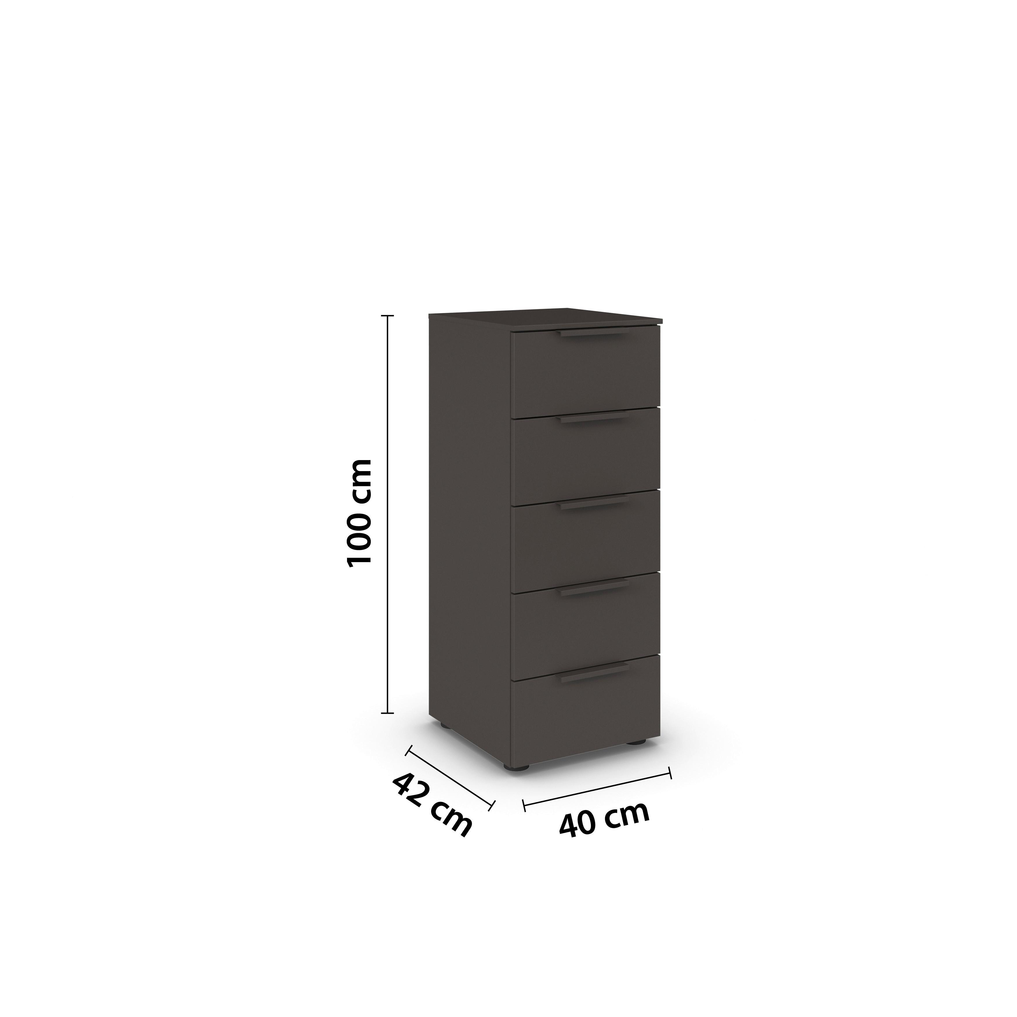 Kommode 40 Cm Flipp Graphitfarben - Schwarz/Graphitfarben, MODERN, Holzwerkstoff (40/100/42cm) - Rauch Möbel