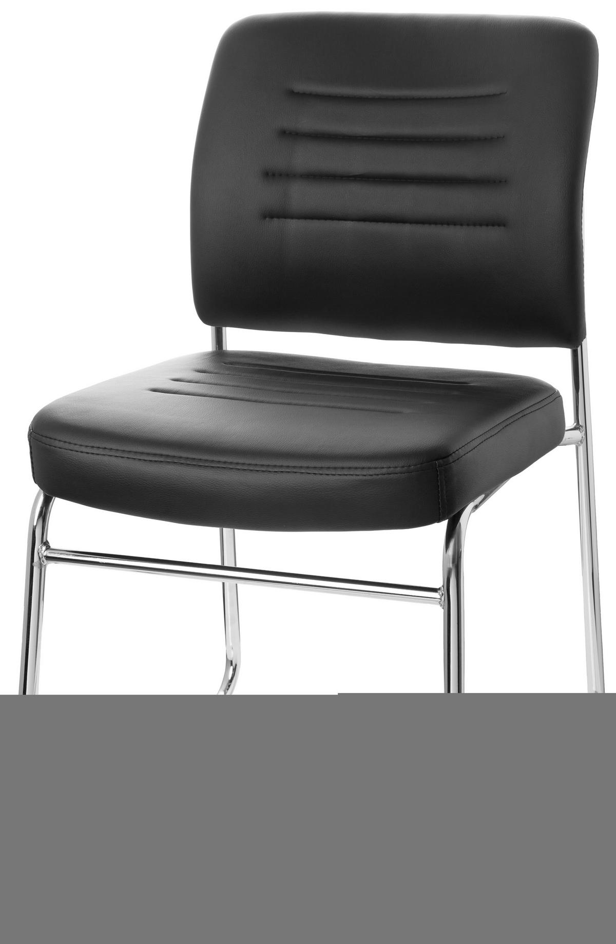 Besucherstuhl Tonso Lederlook Schwarz/Chromfarben Bis 110 Kg - Chromfarben/Schwarz, MODERN, Textil/Metall (47/85/51cm) - MID.YOU