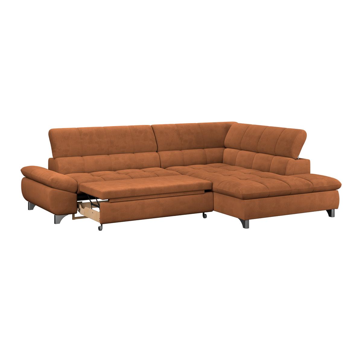 Ecksofa mit Schlaffunktion Gemini Terracotta Chenille - Chromfarben/Terracotta, KONVENTIONELL, Textil (312/234cm)