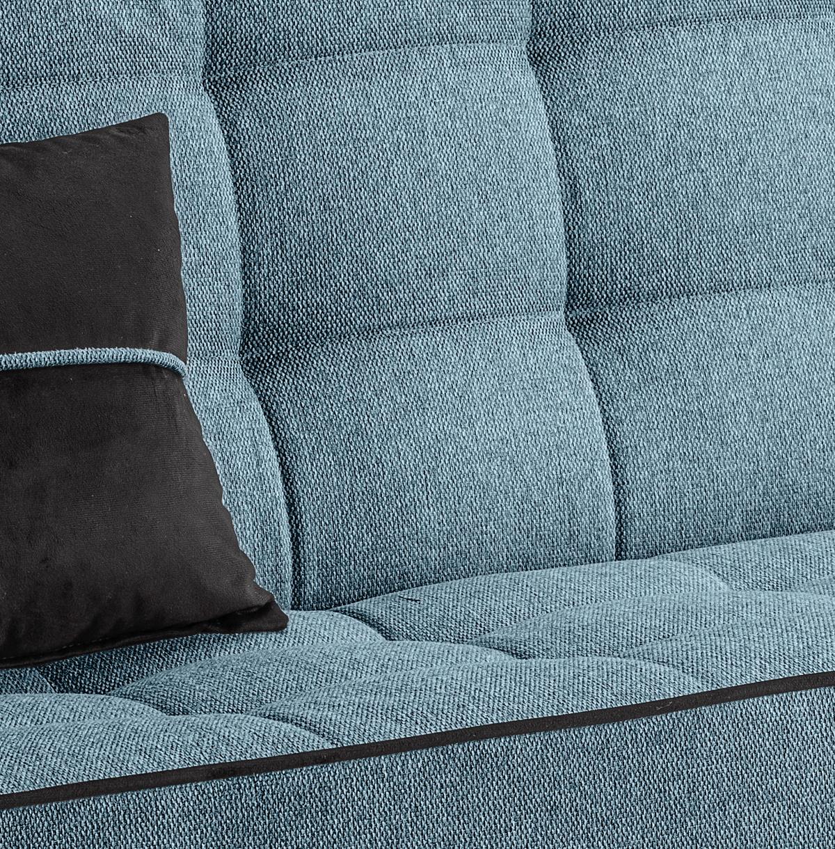 Schlafsofa Bono Blau B: 199cm - Hellbraun/Blau, Basics, Holz/Textil (199/91/91cm) - MID.YOU