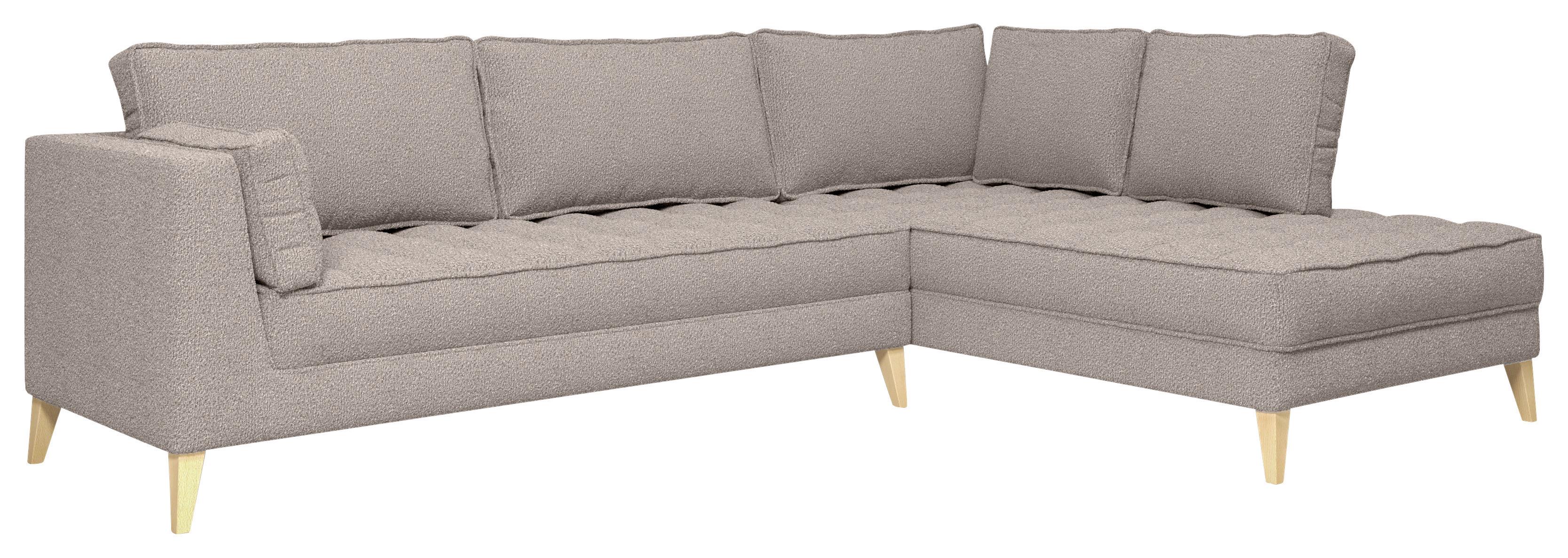 Rohová sedačka DOTI, pravá, šedohnědá - přírodní barvy/šedohnědá, Design, kompozitní dřevo/textil (310/204cm) - MID.YOU