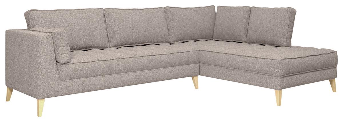 Rohová sedačka DOTI, pravá, šedohnědá - přírodní barvy/šedohnědá, Design, kompozitní dřevo/textil (310/204cm) - MID.YOU