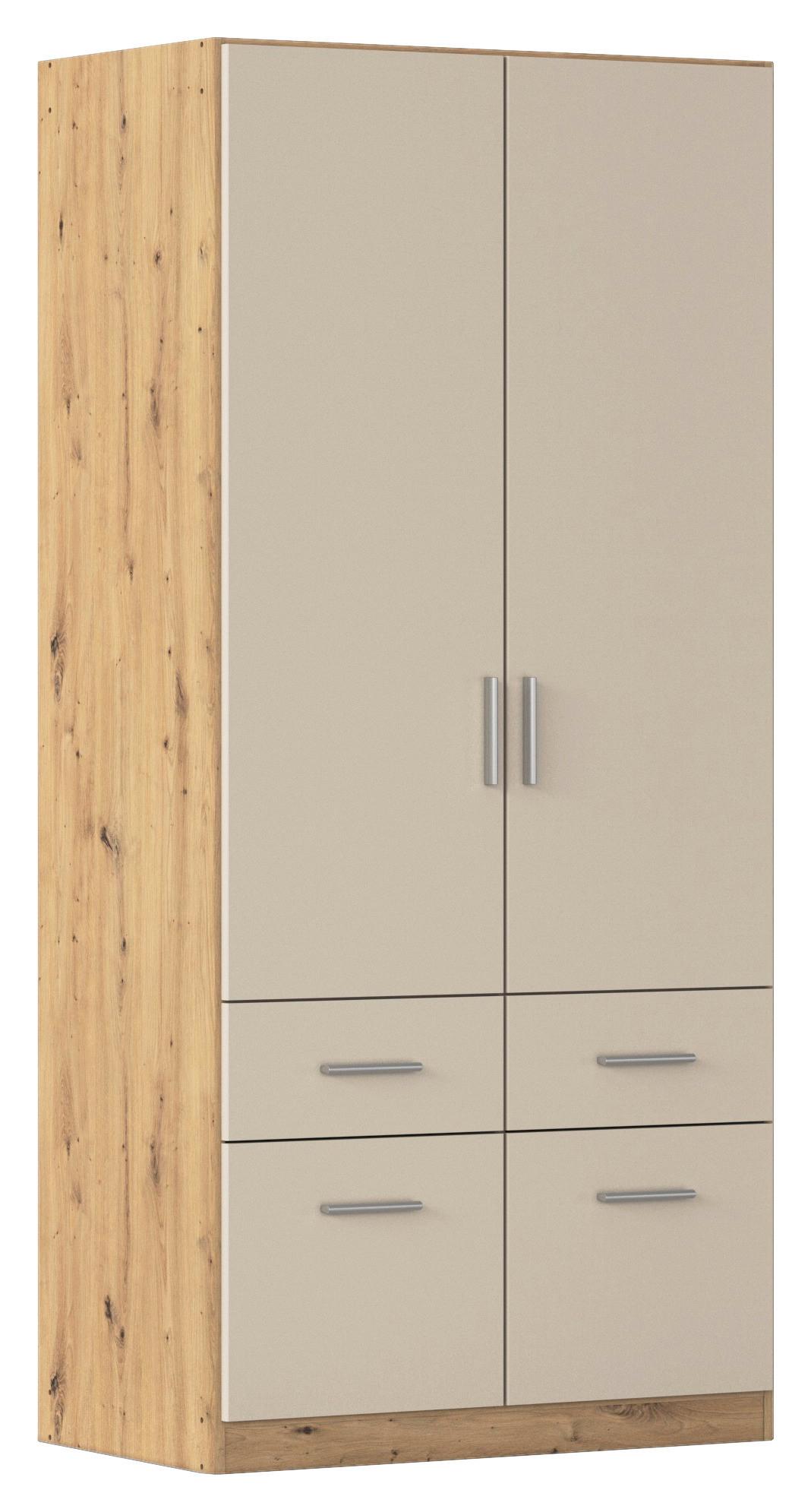 Drehtürenschrank m. Schubladen 91 cm Celle, Champagner/Eiche