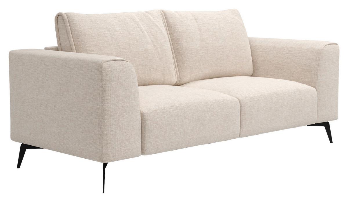 2-Sitzer-Sofa Seul Creme - Creme/Schwarz, Design, Holz/Textil (186/88/90cm) - MID.YOU