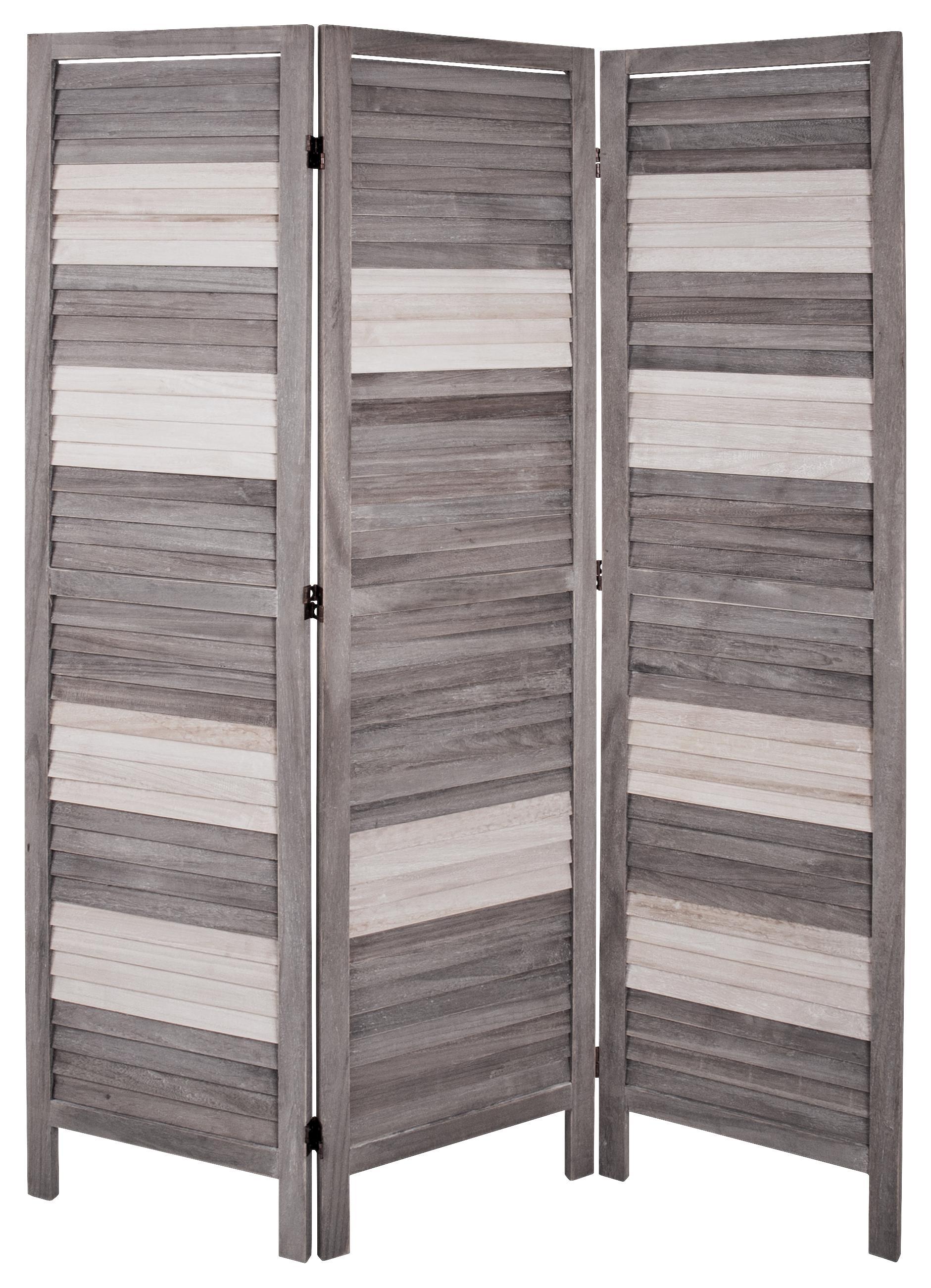 Paravent Jasmin B: 120 cm Grau-weiß - Multicolor, MODERN, Holz (120/170/6cm)