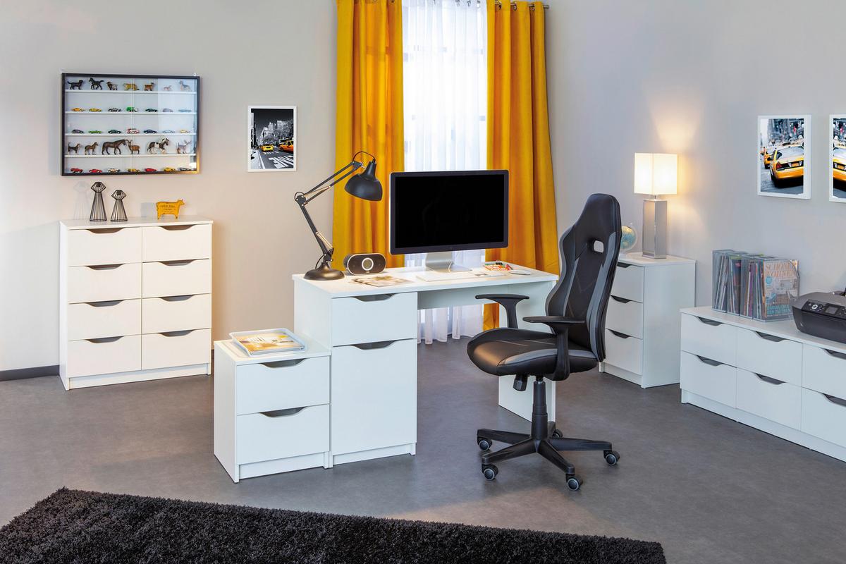 Schreibtisch mit Stauraum B: 115cm H 76cm Westphalen, Weiß - Weiß, KONVENTIONELL, Holzwerkstoff (115/55/76cm) - MID.YOU