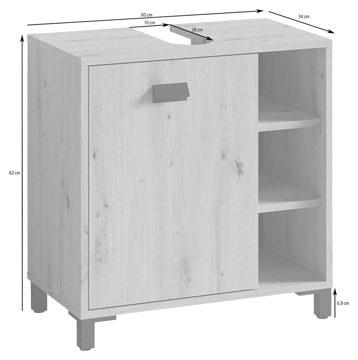 Waschbeckenunterschrank Wellness B: 60 cm Eiche Dekor - Anthrazit/Schwarz, MODERN, Holzwerkstoff (60/62/34cm) - MID.YOU