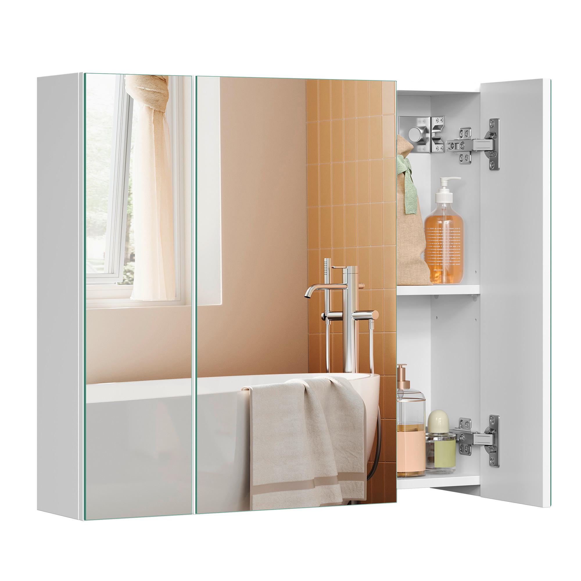 Spiegelschrank Bbk22wtv1 - Weiß, Trend, Glas/Holzwerkstoff (60/55/15cm) - MID.YOU