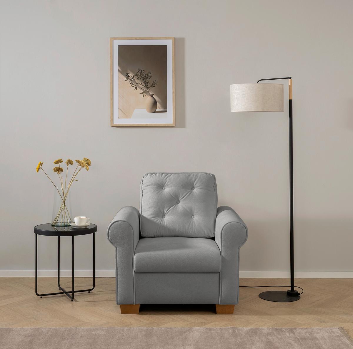 Sessel Arles, Grau 70 B: 93 Cm - Buchefarben/Grau, Design, Textil (93/89/82cm) - MID.YOU