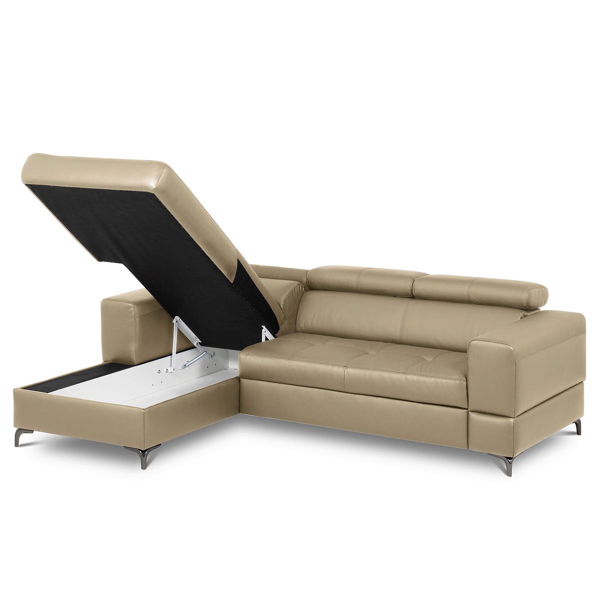 Ecksofa Torino Teilleder Hellgrau 173x247 - Hellgrau/Schwarz, Design, Leder/Textil (173/247cm) - Livetastic