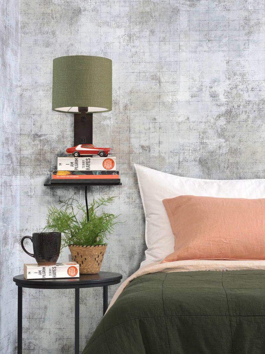 Wandleuchte Andes/w1/b/1815/gf - Schwarz/Grün, Trend, Holz/Textil (19/24/36cm) - Good & Mojo