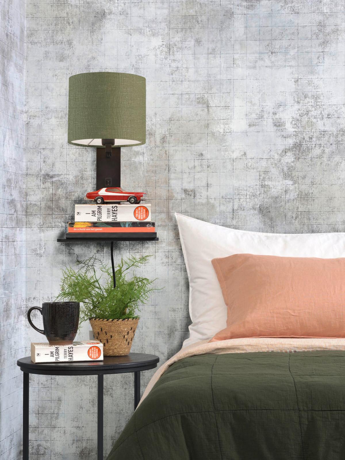Wandleuchte Andes/w1/b/1815/gf - Schwarz/Grün, Trend, Holz/Textil (19/24/36cm) - Good & Mojo
