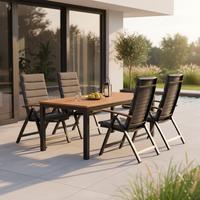 Gartenmöbel Set 5-tlg Astros Akazienholz/metall Mit Kissen - Graphitfarben/Naturfarben, MODERN, Holz/Textil - Gardenson