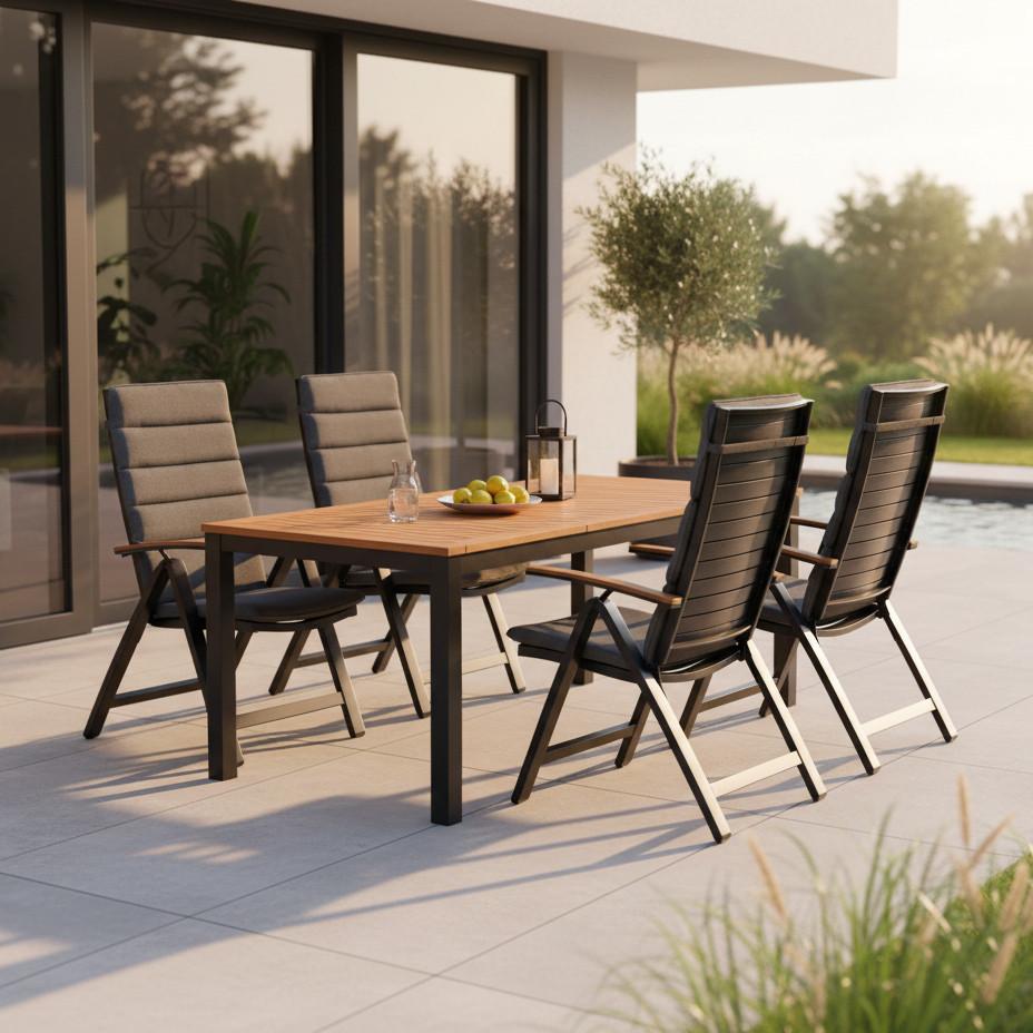 Gartenmöbel Set 5-Tlg Astros Akazienholz/Metall mit Kissen