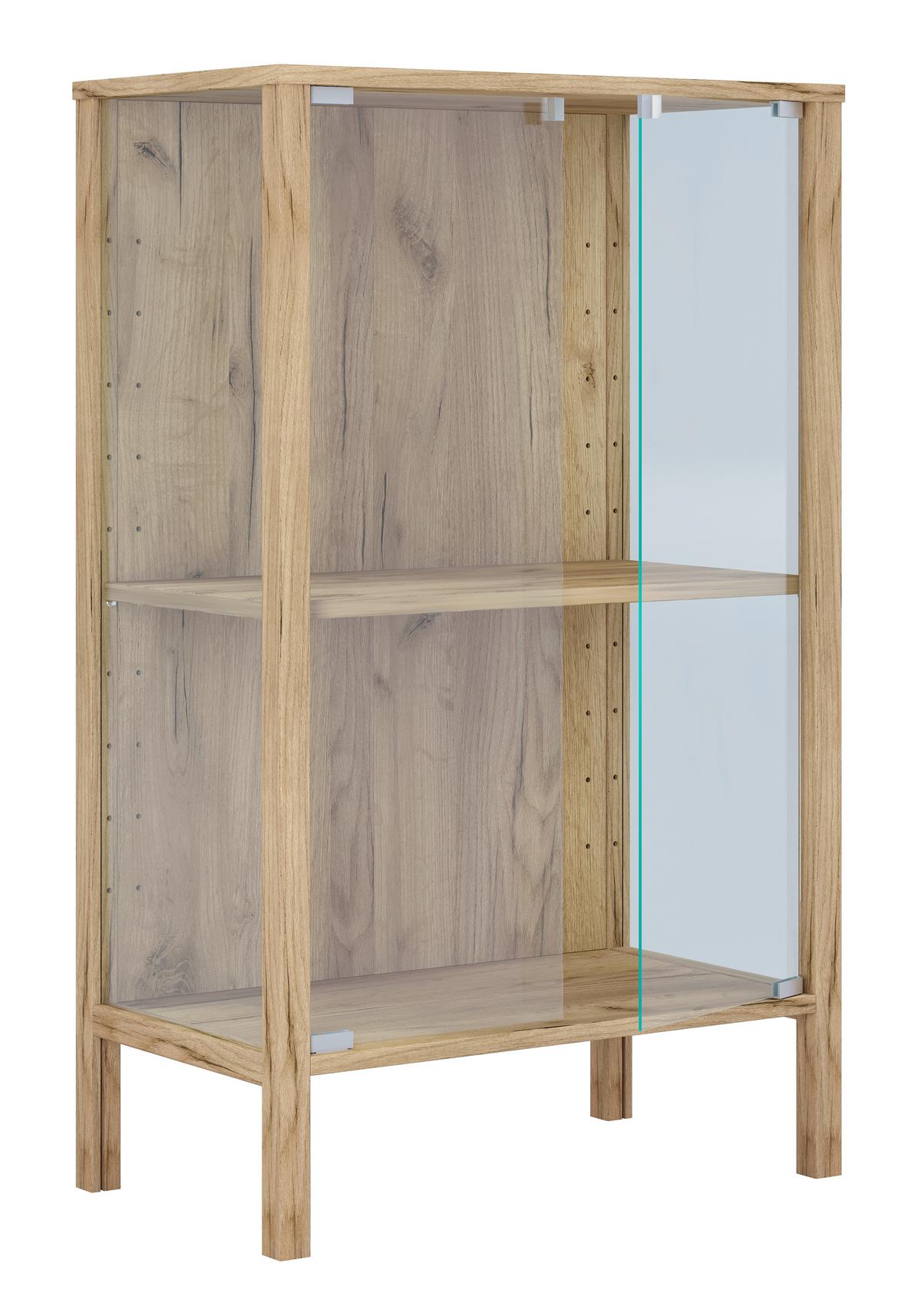 Vitrine Jensol Honigeiche B: 60 cm - Honigeiche/Klar, Design, Glas/Holzwerkstoff (60/80/35cm) - Livetastic