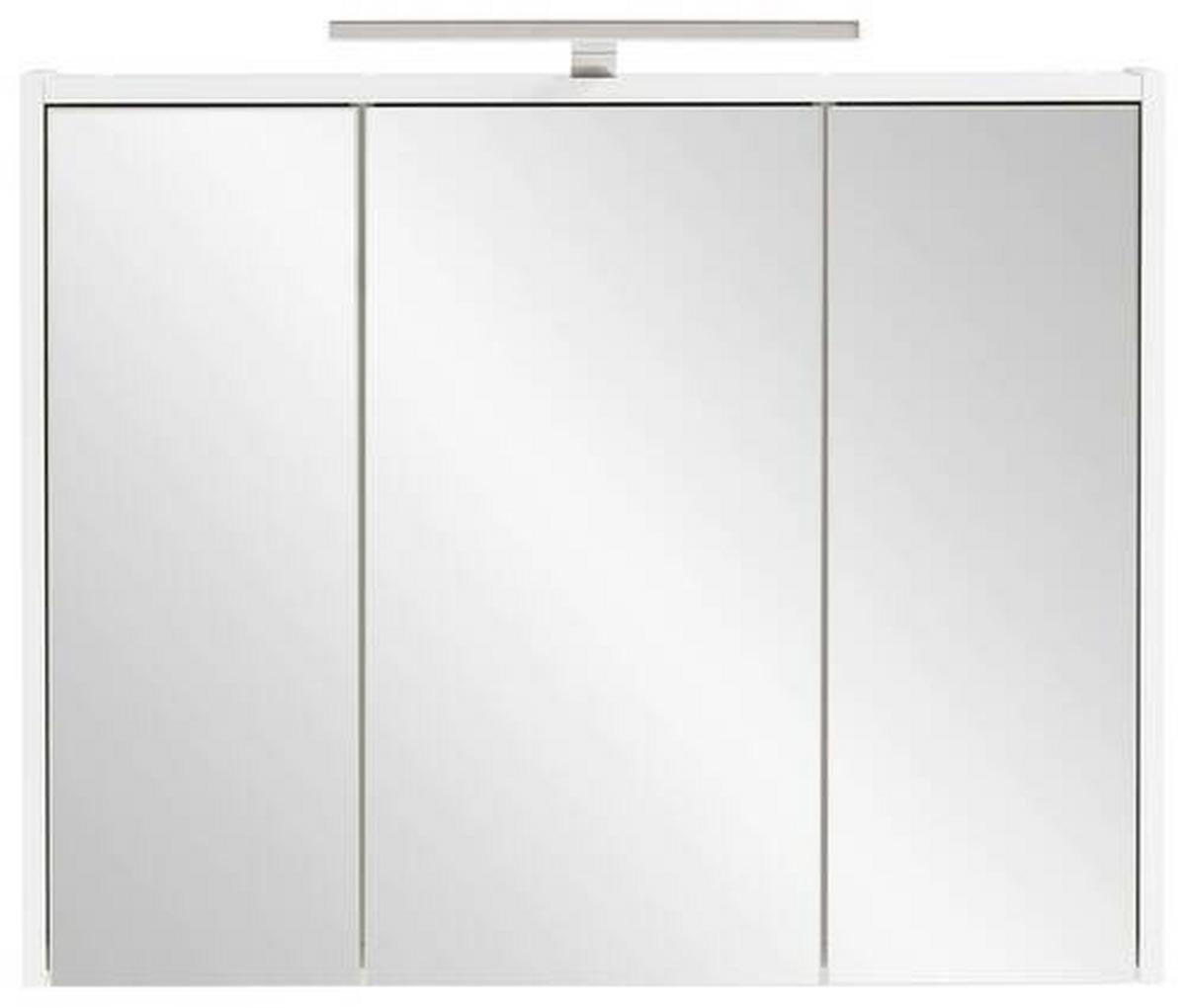 Spiegelschrank Flag mit Led 3 Türen Weiß - Weiß Hochglanz/Weiß, MODERN, Glas/Holzwerkstoff (74,5/65/16cm) - MID.YOU