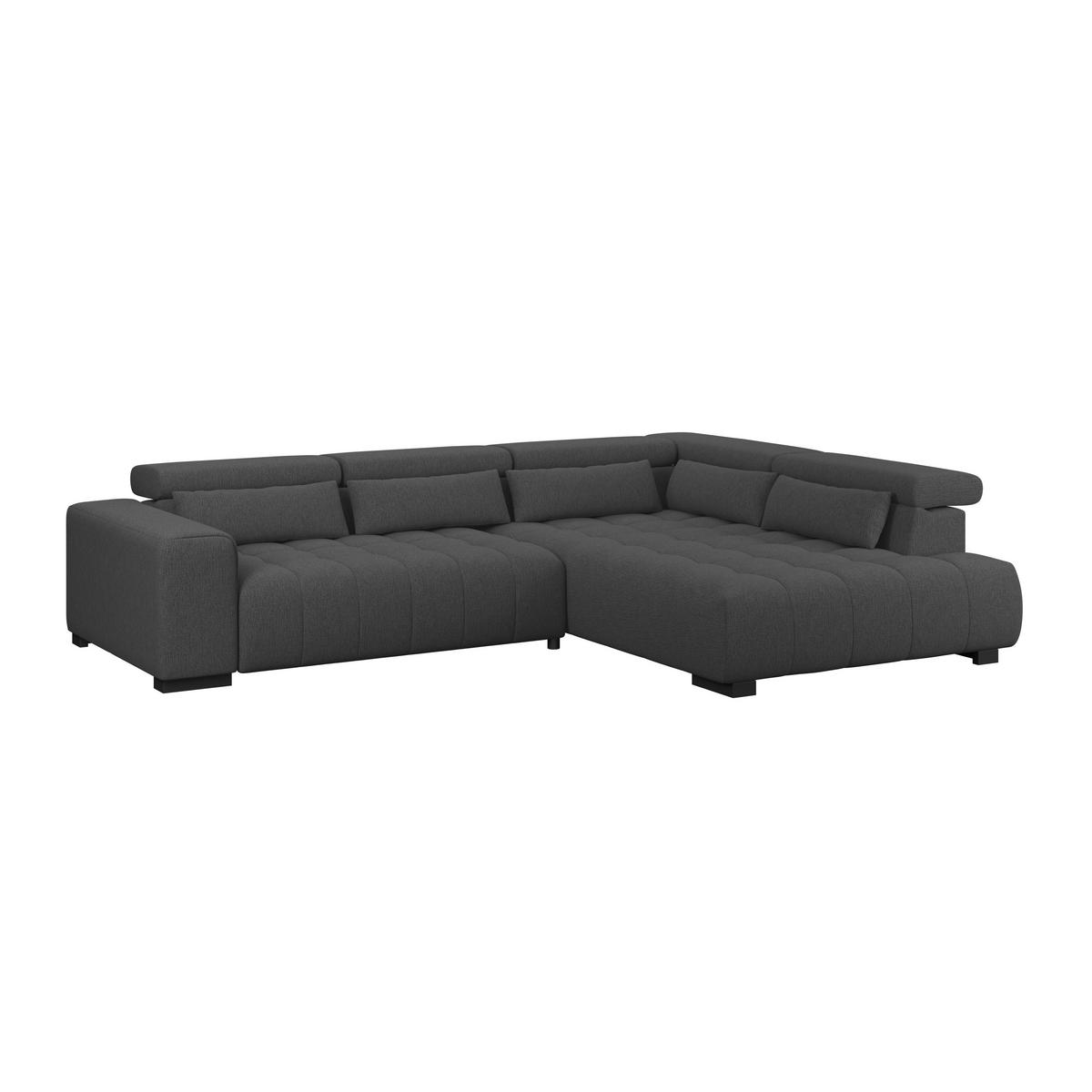 Ecksofa Matera Schwarz/Weiß S: 311x226cm - Schwarz/Graphitfarben, Trend, Textil (311/226cm)