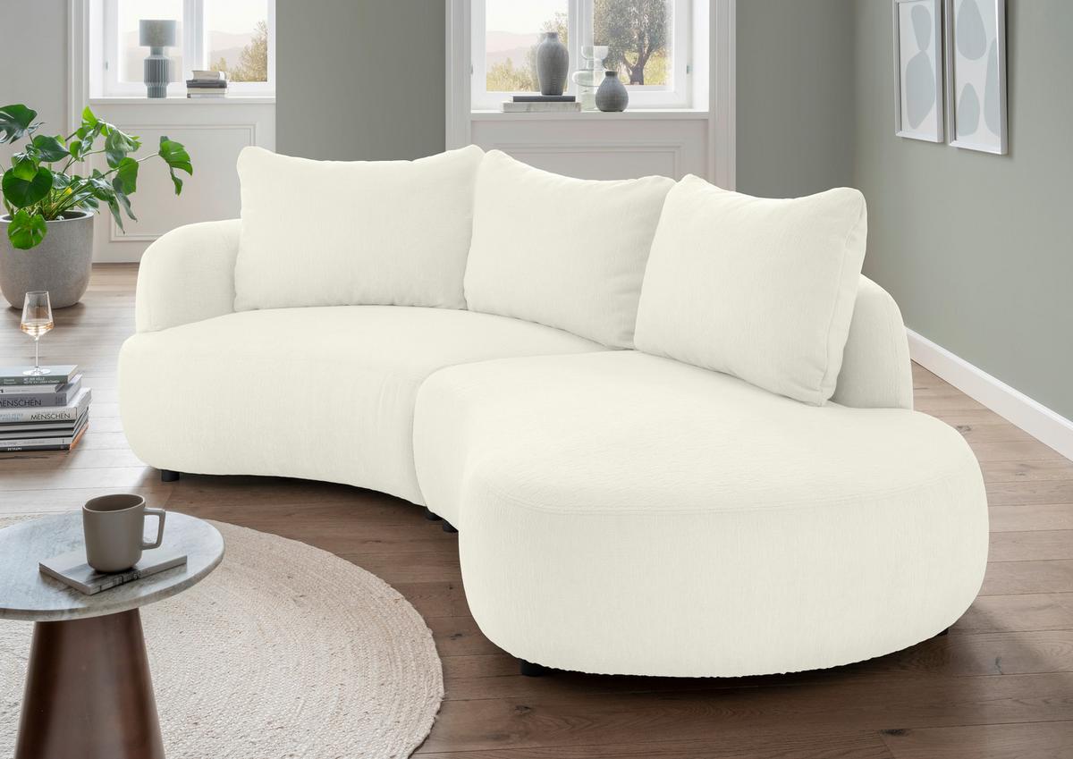 Ecksofa Doppo, Weiß S: 139x250 cm - Schwarz/Weiß, MODERN, Textil (139/250cm) - Livetastic