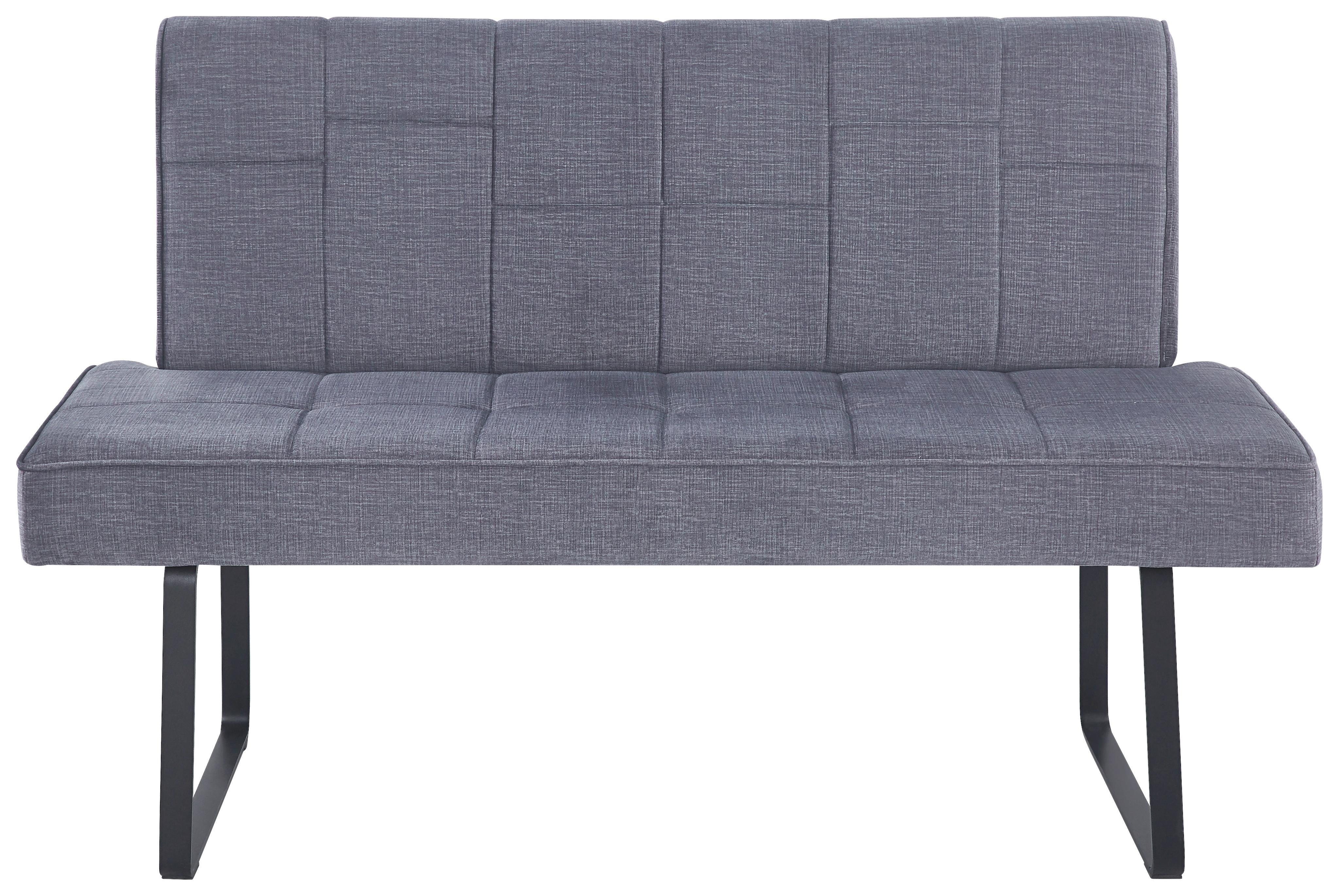 Sitzbank Tilos Mit Lehne Samt Dunkelgrau, B: 140 Cm - Dunkelgrau/Schwarz, KONVENTIONELL, Textil/Metall (140/88/62cm) - MID.YOU