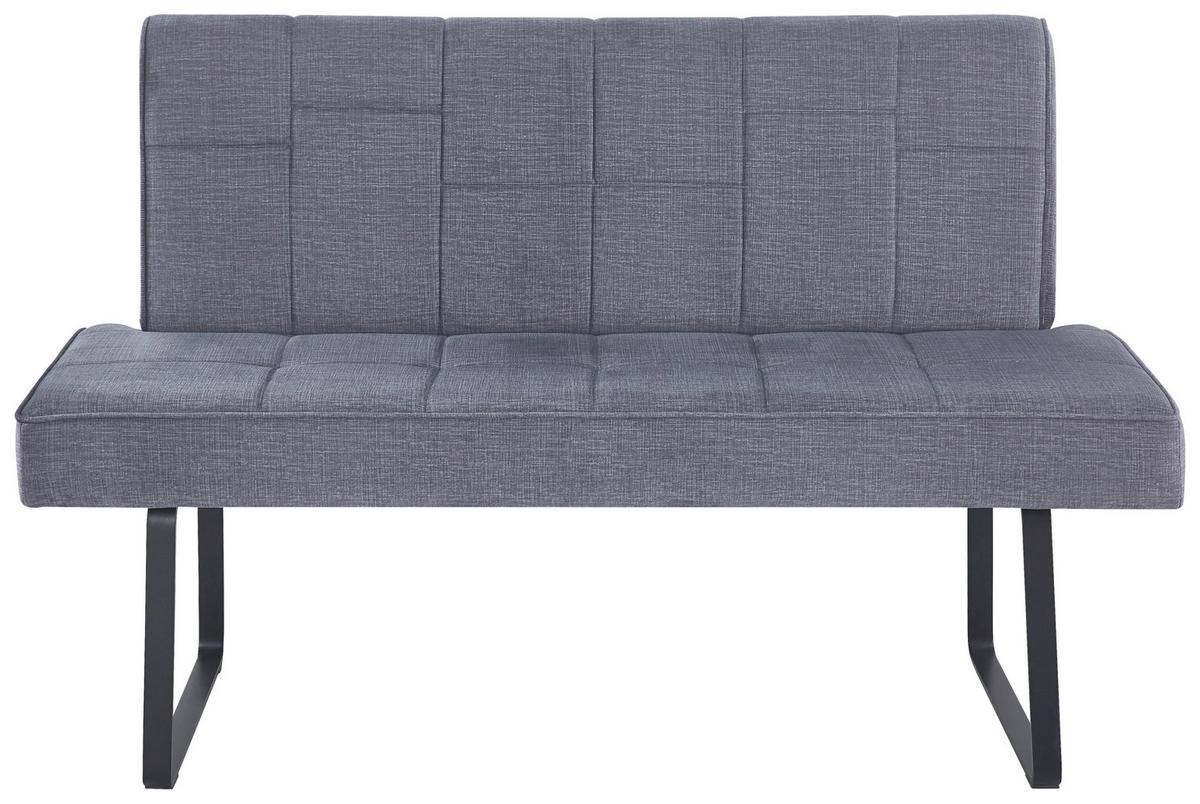 Sitzbank Tilos Mit Lehne Samt Dunkelgrau, B: 140 Cm - Dunkelgrau/Schwarz, KONVENTIONELL, Textil/Metall (140/88/62cm) - MID.YOU