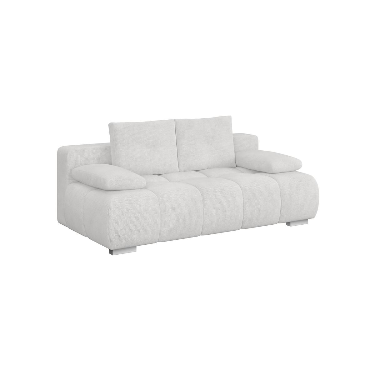 Boxspringsofa mit Bettkasten Webstoff creme, B:206cm - Chromfarben/Creme, Trend, Holzwerkstoff/Textil (206/90/105cm) - Luca Bessoni