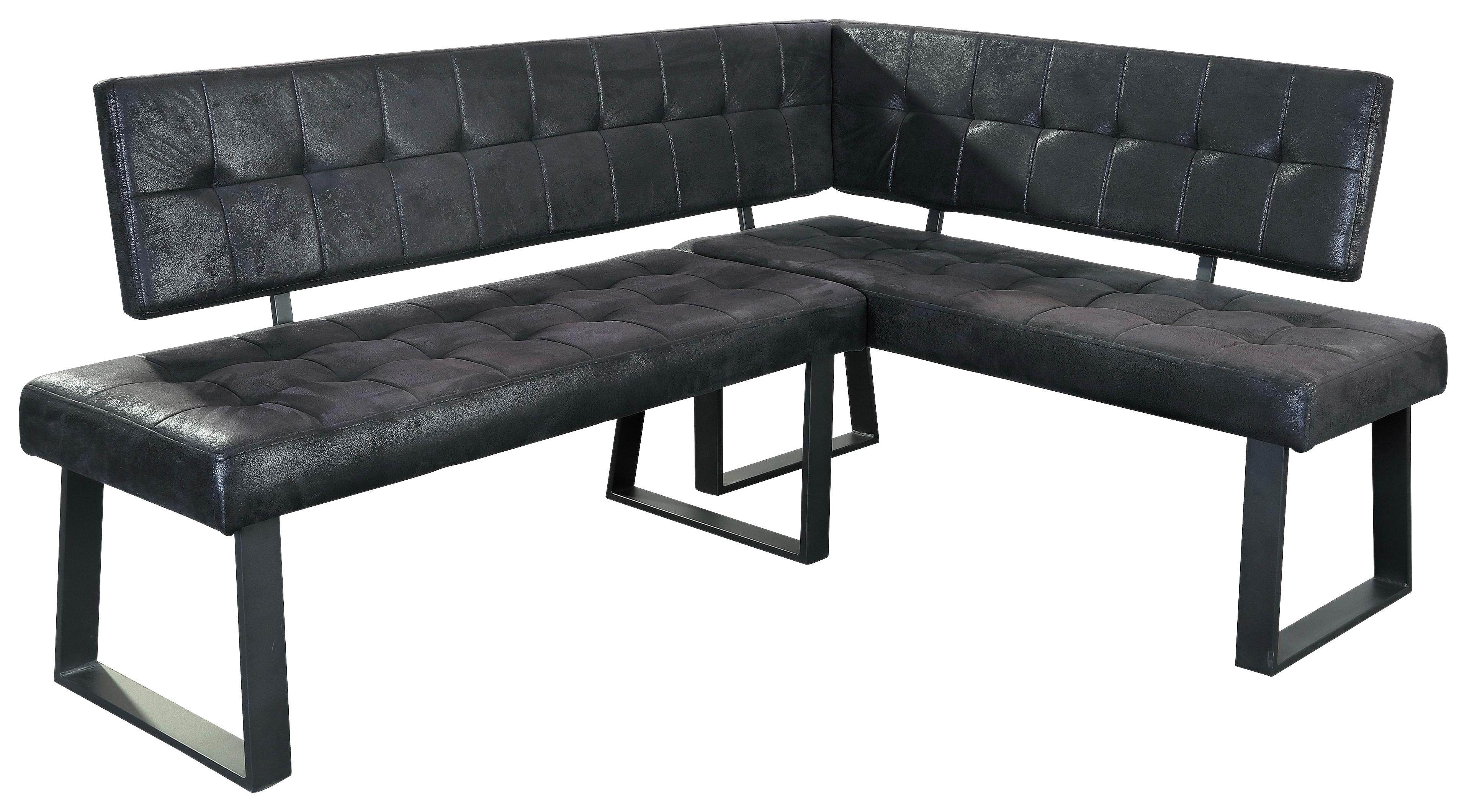 Eckbank Lavik Webstoff Schwarz 185x134 Cm - Schwarz, MODERN, Textil/Metall (185/134cm) - MID.YOU