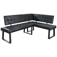 Eckbank Lavik Webstoff Schwarz 185x134 cm - Schwarz, MODERN, Textil/Metall (185/134cm) - MID.YOU