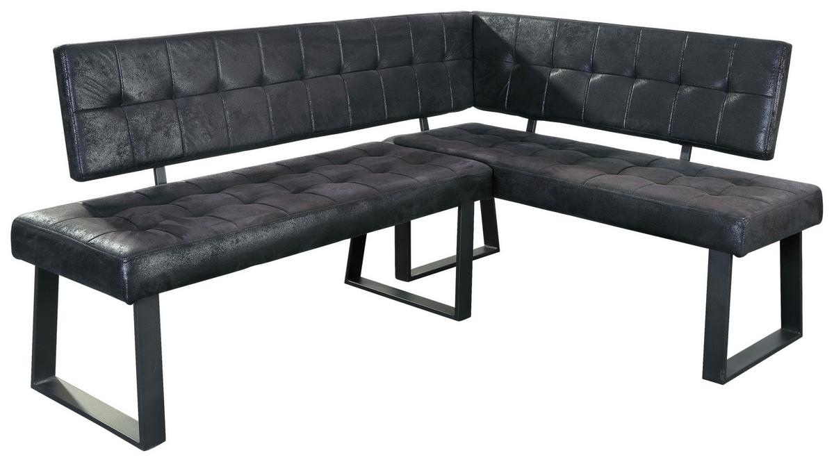 Eckbank Lavik Webstoff Schwarz 185x134 cm - Schwarz, MODERN, Textil/Metall (185/134cm) - MID.YOU