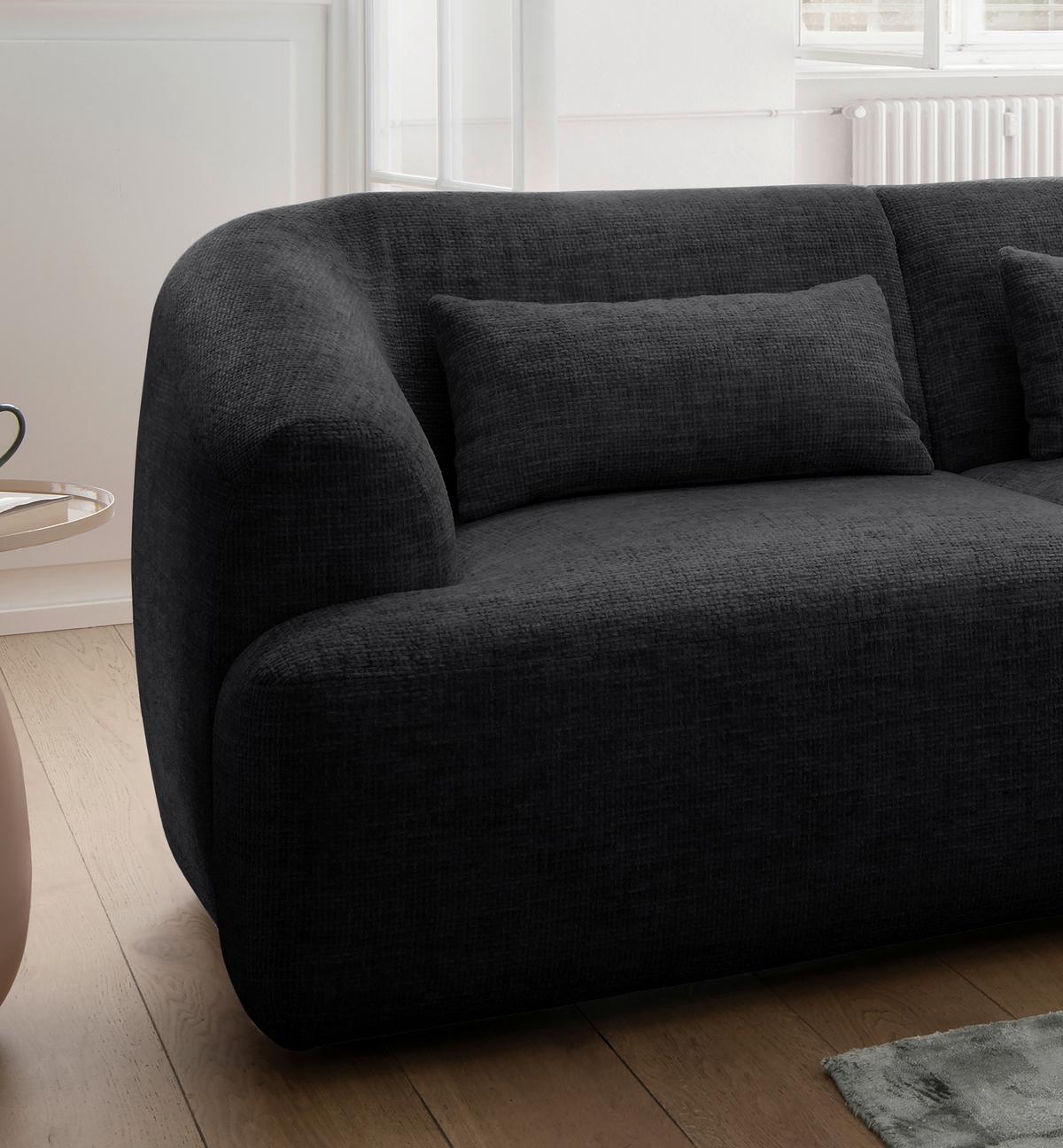 Ecksofa Caponi, Scwarz S: 256x160 Cm - Schwarz, MODERN, Textil (256/160cm) - Livetastic