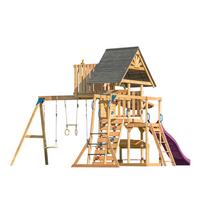 Spielturm mit Rutsche Lila - Anthrazit/Lila, Basics, Holz/Kunststoff (482/500/338cm) - Ambia Garden