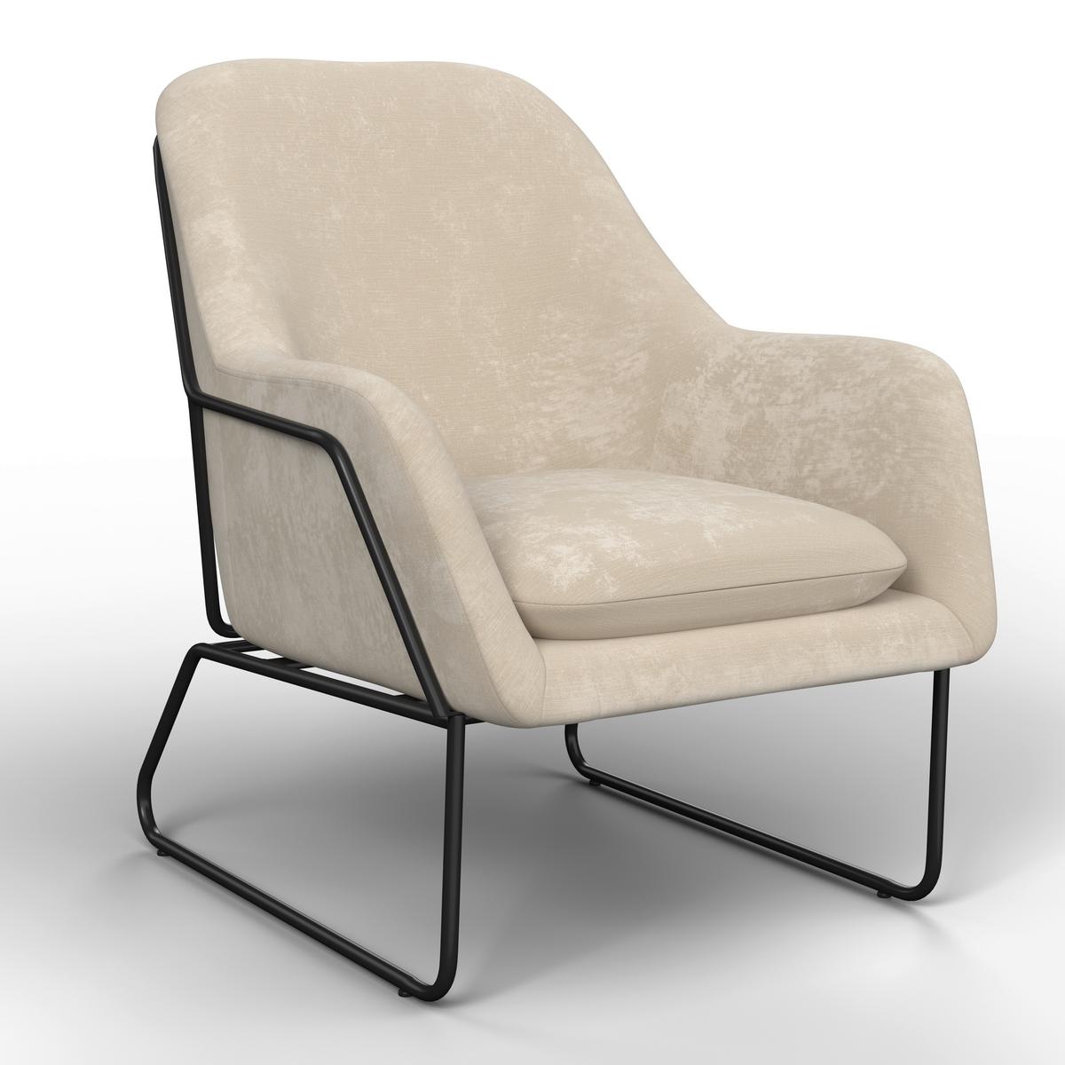 Relaxační kŕeslo KEZIA, béžová barva - černá/krémová, Moderní, kov/textil (71/84cm) - Bessagi Home