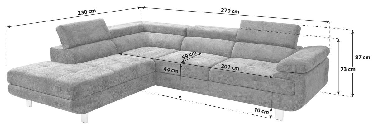 Ecksofa Savona - Dunkelblau, MODERN, Textil (230/270cm) - Ondega